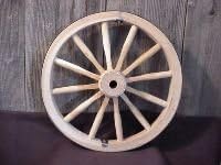 Decorative - Wood Wagon Wheel - 18 Inch x 1 Inch wagon wheel - wood hub with 1" Axle Bore Hole.