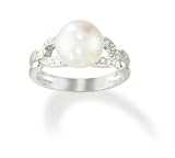 14K White Gold Pearl and Diamond Ring thumbnail