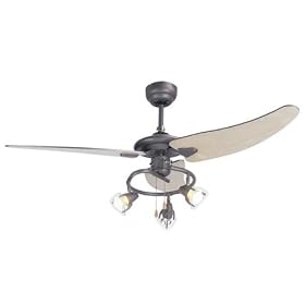 Litecraft - Maple and Titanium Ceiling Fan with 3 Spotlight