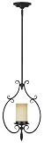 Murray Feiss P1107BK One-Light Colonial Manor Collection Mini Pendant, Black with Antique Cream Scavo Glass Shade