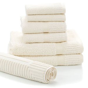 Ansley 610 Gram 7pc Towel Set with Bath Mat, Ivory by
