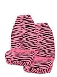 Set of 2 Universal-fit Animal Print Front Bucket Seat Cover - Zebra Pink