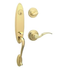 Schlage FA360 ASH 505 CHP 605 LH Ascroft Single Cylinder Handleset with Left Hand Champagne Lever In