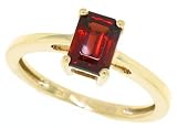 1.00ct Emerald Cut Garnet Ring in 10Kt Yellow Gold