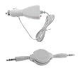 GTMax White Rapid Car Charger + White 3.5mm Retractable Stereo Audio Cable M/M for Apple iPod Nano 5th Generation