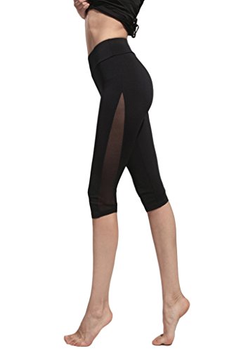 Lasher Women's High Waist Mesh Panel Tights Workout Yoga Pants Running Leggings