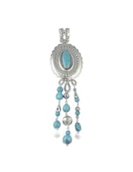 Jewelry: Sterling Silver Turquoise Concha Pin Pendant - Relios