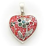 Sterling Silver Heart with Multicolored Stone Pendant
