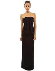 Strapless Rayon/Spandex Pleated Maxi Dress 