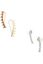 Saridjo&reg; Ear Jacket Earrings 2 Pairs Bundle Cuffs Ear Crawlers Combo