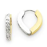 14k Gold Two-tone Diamond-cut Heart Hoop Earrings