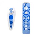 Crop Circles Blue Design Nintendo Wii Nunchuk + Remote Controller Protector Skin Decal Sticker