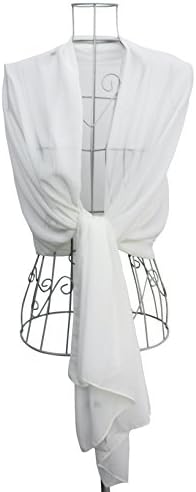 WENSLI - Women's White Georgette Scarves Infinity Scarf 28 by 68.5 Inches