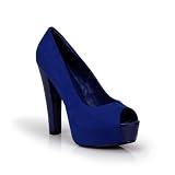 Peep Toe High Heel Platform Pump Cobalt Blue