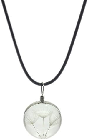 AOMIKE Glass ball Real Dandelion Seed Necklace Pendant Necklaces