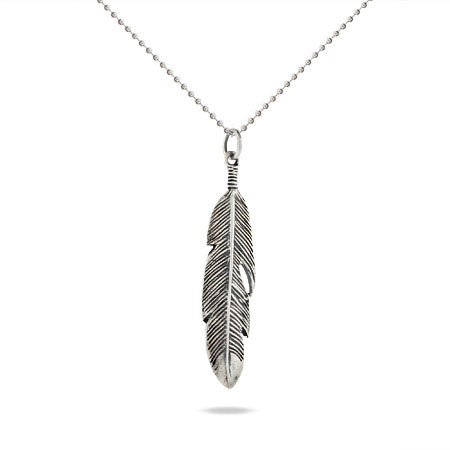 Eve's Addiction Navajo Style Sterling Silver Feather Pendant
