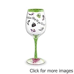 Wine Glass "Shop Til You Drop!", Hand Painted Glassware