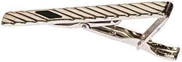 Jinshow Tie Clip For Skinny Ties - Chrome Stainless Steel Tie Clips and Bars for Men (Style k)