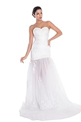 Applique Sweetheart Chiffon/Satin Wedding Dress  with a Chapel Train 