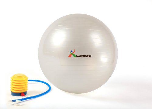 Max Fitness 65cm Exercise Ball with Foot Pump (Pearl White) Picture