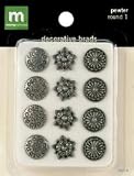 DECORATIVE BRADS 12/PKG-PEWTER ROUND #1