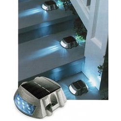 Solar Lights Driveway or Pathway Marker - Set of 4 (Aluminum) (1.25"H x 4.5"W x 4"D)