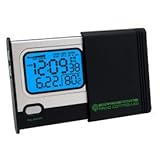 Ultra Slim Global Atomic Travel Clock (World Radio Controlled) with EL Backlight, Dual Alarm, Snooze and Leather Pouch