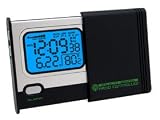 Ultra Slim Global Atomic Travel Clock (World Radio Controlled) with EL Backlight, Dual Alarm, Snooze & Leather Pouch