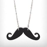 Approx 35mm long with a 16 Black Resin Handlebar Mustache Pendant Necklace