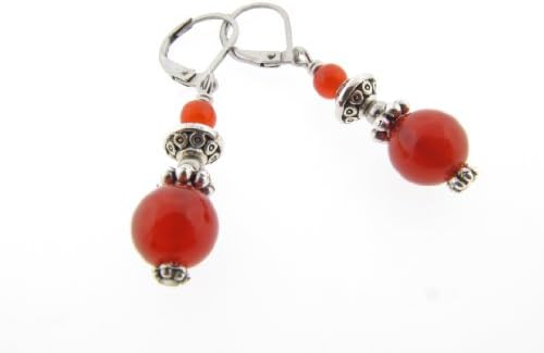 Orchid Cove Handcrafted Fire Crackle Stone Earrings with Stainless Steel Leverback Earwires