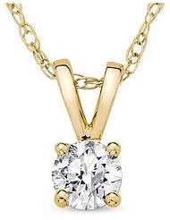 1/2 Carat Diamond Solitaire 14K Yellow Gold Pendant w/ Chain