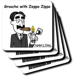 Rich Diesslins Famous People Places Books Cartoons - Grocho Marx with Zeppo Zippo - Coasters