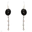 Earrings With 1.00ctw Precious Stones - Genuine Onyxes and Topazes Made in Yellow Gold Length 48mm