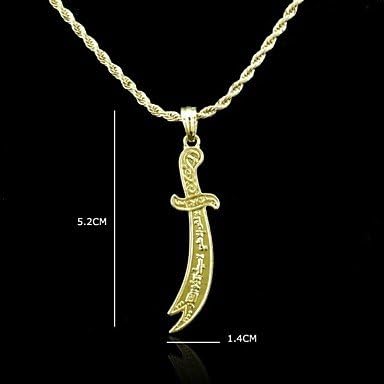 Nierstein 18K Real Gold Plated Allah Muslim Imam Ali Sword Pendant 5.21.4CM