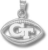 Georgia Tech Yellow Jackets Solid Sterling Silver ''GT'' Pierced Football Pendant