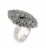 Sterling Silver Pave Bronze Marcasite Marquise Ring - RingSize 7