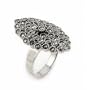 Sterling Silver Pave Bronze Marcasite Marquise Ring - RingSize 7