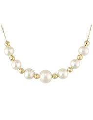 14k Pink Gold Freshwater White Pearl Necklace (9.5-10.0mm)