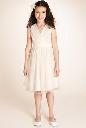 Autograph Crossover V-Neck Mesh Sequin Dress