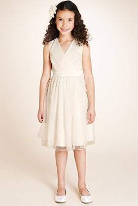 Autograph Crossover V-Neck Mesh Sequin Dress