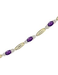 14kt Yellow Gold Oval Amethyst and Diamond Bracelet