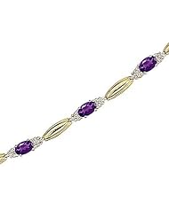 14kt Yellow Gold Oval Amethyst and Diamond Bracelet