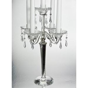 5 Light Crystal Candelabra With Silver Tapered Stem