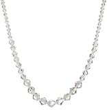 Sterling Silver Swarovski Elements Crystal and Crystal Aurora Borealis Bicone Bead Necklace, 16