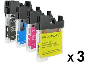 12pk (3 SETS) Black/Cyan/Magenta/Yellow Compatible 