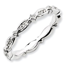 Sterling Silver Stackable Expressions Rough Diamond Ring - Size 9 - JewelryWeb