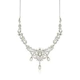 1.10 ct. t.w. Diamond and Pearl Necklace In Sterling Silver. 18