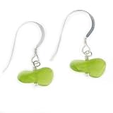 Anna Perrone Green Twisted Glass Bead Earrings Finished with .925 Sterling Silver