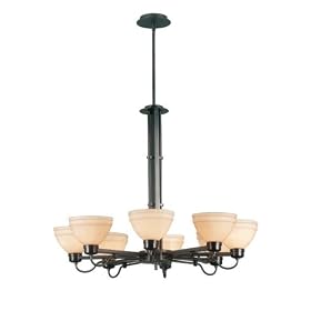 Odyssey Eight light Chandelier, FROSTED AMBER, COPPER BRONZE by Home Decorators Collection