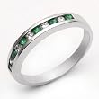 14k White Gold Emerald and Diamond Channel Set Wedding Band Ring
